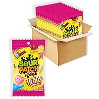 SOUR PATCH KIDS Heads 2 Flavors in 1 Soft & Chewy Candy, 12 - 8 oz Bags