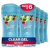 Secret Antiperspirant and Deodorant for Women, 48 Hr Odor Protection, Clear Gel Berry Scent, 2.6 Oz (Pack of 6)
