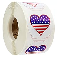 500 American Flag Heart Design Stickers (Perforated) / 1.5