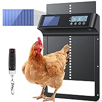 Automatic Chicken Coop Door: LCD Screen Solar Powered Chicken Coop Door with Timer & Light Sensor Anti-Pinch and Waterproof Auto Chicken Door Accessories Aluminum Poultry Habitat Door