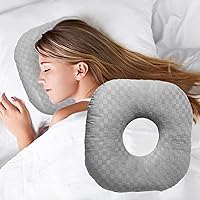 Ear Piercing Pillow for Side Sleepers with an Ear Hole for CNH and Ear Pain Ear Inflammation Pressure Sores, Cotton and Polyester O-Shaped Side Sleeping Pillow, Ear Guard Pillow