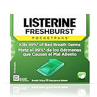 Listerine Freshburst Pocketpaks Portable Breath Strips, Dissolving Breath Freshener Strips Kill 99% of Germs that Cause Bad Breath, Portable for On-the-Go, Minty Flavor, 12 x 24-strips