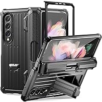Phone Case Rugged Case Armor for Samsung Galaxy Z Fold 3 5G,Full-Wrap Heavy Duty Drop-Proof Flip Case Cover w/Built-in [Kickstand] [Screen Protector] [S Pen Holder] [Hinge Protection] phone cover ( Co