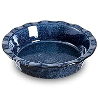 vicrays Ceramic Pie Pan for Baking - 9 inch Pie Plate, Round, Fluted and Deep Pie Dish for Tart, Pizza, Apple Pie, Quiche, Pot Pies, Cake - Reactive Glaze (Starry Blue)