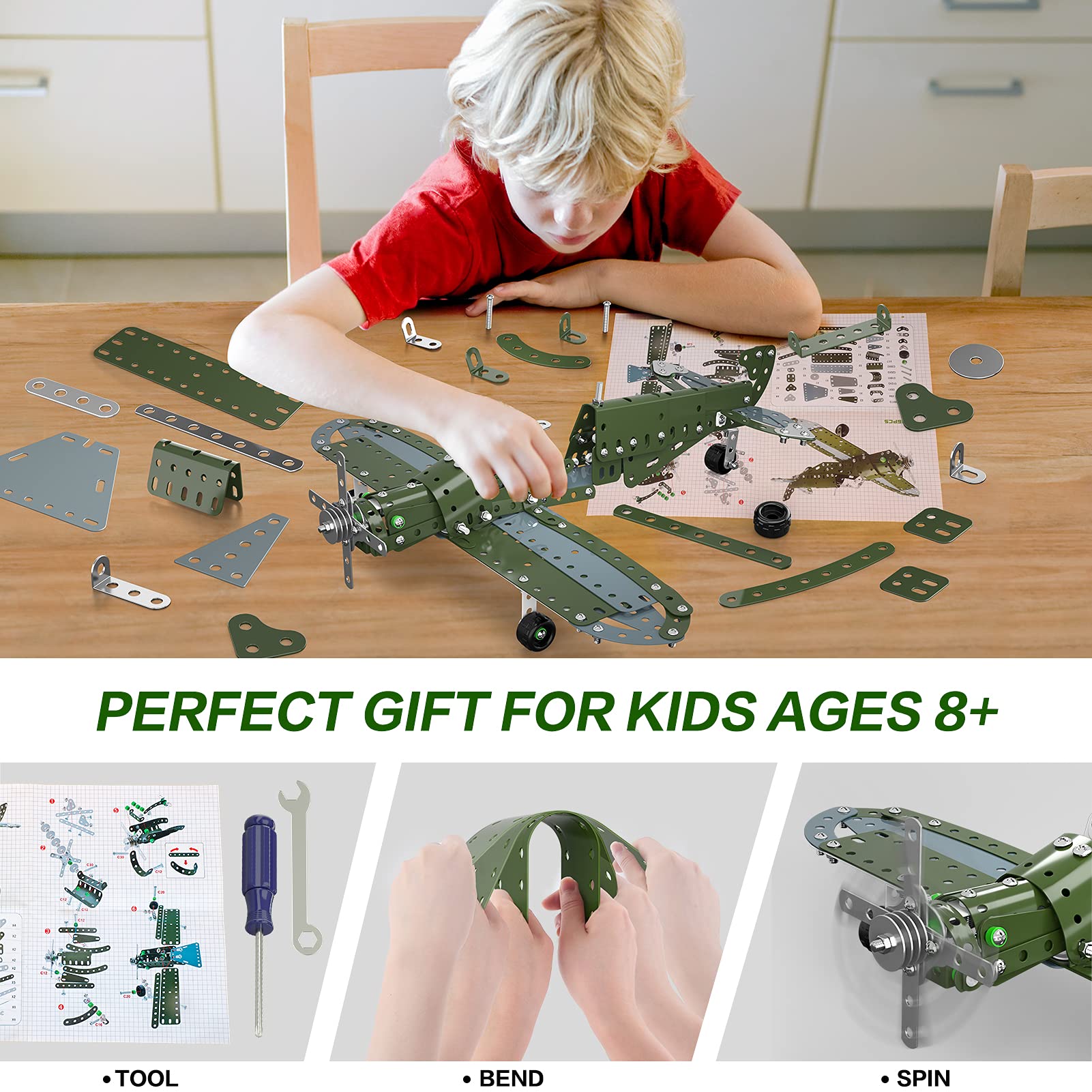 Lucky Doug Building Toys Model Airplane Set -258 Pieces DIY Building Stem Projects Toys for Kids Boys Ages 8-12 and Older,Building Assembly Science Educational Toys Set Gifts for Model Aircraft Fan