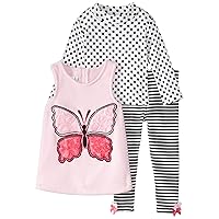 Bonnie Jean Girls 3-Piece Butterfly Jumper Dress Outfit, Pink, 2T - 4T