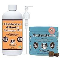 Multivitamin Immune Support Bundle, Essential nutrients for Your Dogs Health, Includes (1) Multivitamin 90 Chews, (1) Coldwater Atlantic Salmon Oil for Dogs 16 Oz