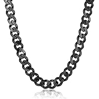 Crucible Jewelry Mens Black IP Stainless Steel Cuban Curb Chain Necklace (14 mm), 24-Inch