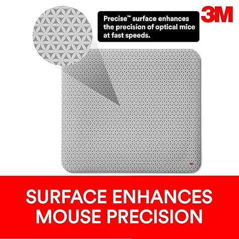 3M Precise Mouse Pad Enhances the Precision of Optical Mice at Fast Speed, 9 in x 8 in (MP114-BSD1)