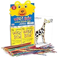 WIKKI STIX Animal Activity Pak - Features 12 Zoo Animals with Hands-on Activity and Fun Fact on Each, Made in The USA! Multiple Colors !