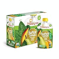 Happy Tot Organics Super Foods Stage 4, Pears, Mangos and Spinach + Super Chia, 4.22 Ounce Pouch (Pack of 8)