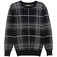 Barbour Mens Plaid Pullover Sweater, Grey, Large
