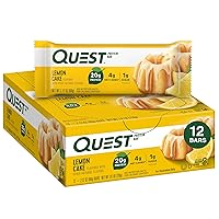 Lemon Cake Protein Bars, High Protein, Low Carb, Gluten Free, Keto Friendly, 12 Count (Pack of 1)