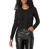 BCBGeneration Women's Long Sleeve Ruched Button Front Top