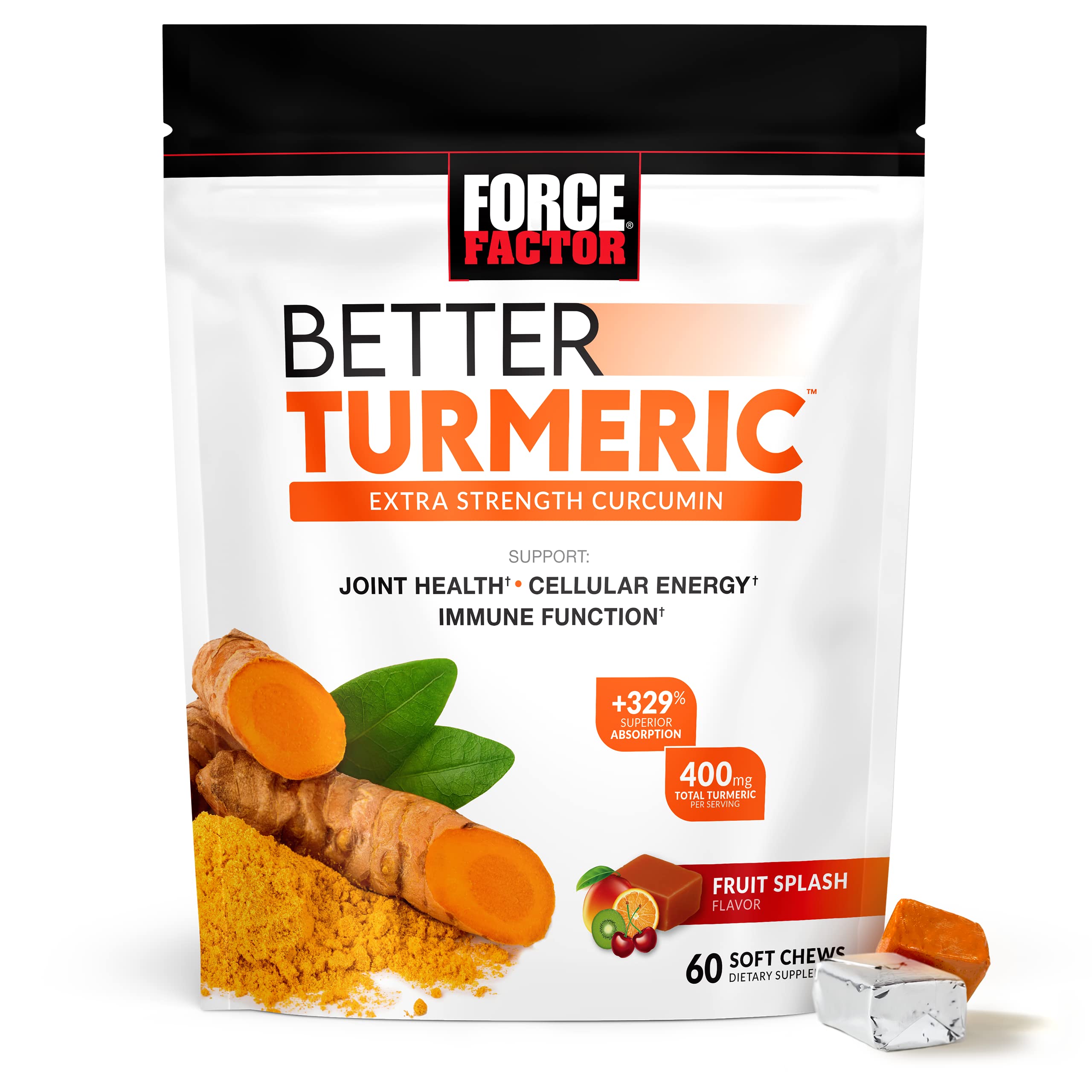 Force Factor Better Turmeric Joint Support Supplement & Smarter Greens Superfood Chews, 60 Soft Chews & Total Beets Soft Chews, 60 Chews