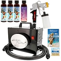 Salon Pro Plus T200-11, 2 Stage Turbine Sunless HVLP Spray Tanning System; Belloccio 4 Solution Variety Pack & Video Link