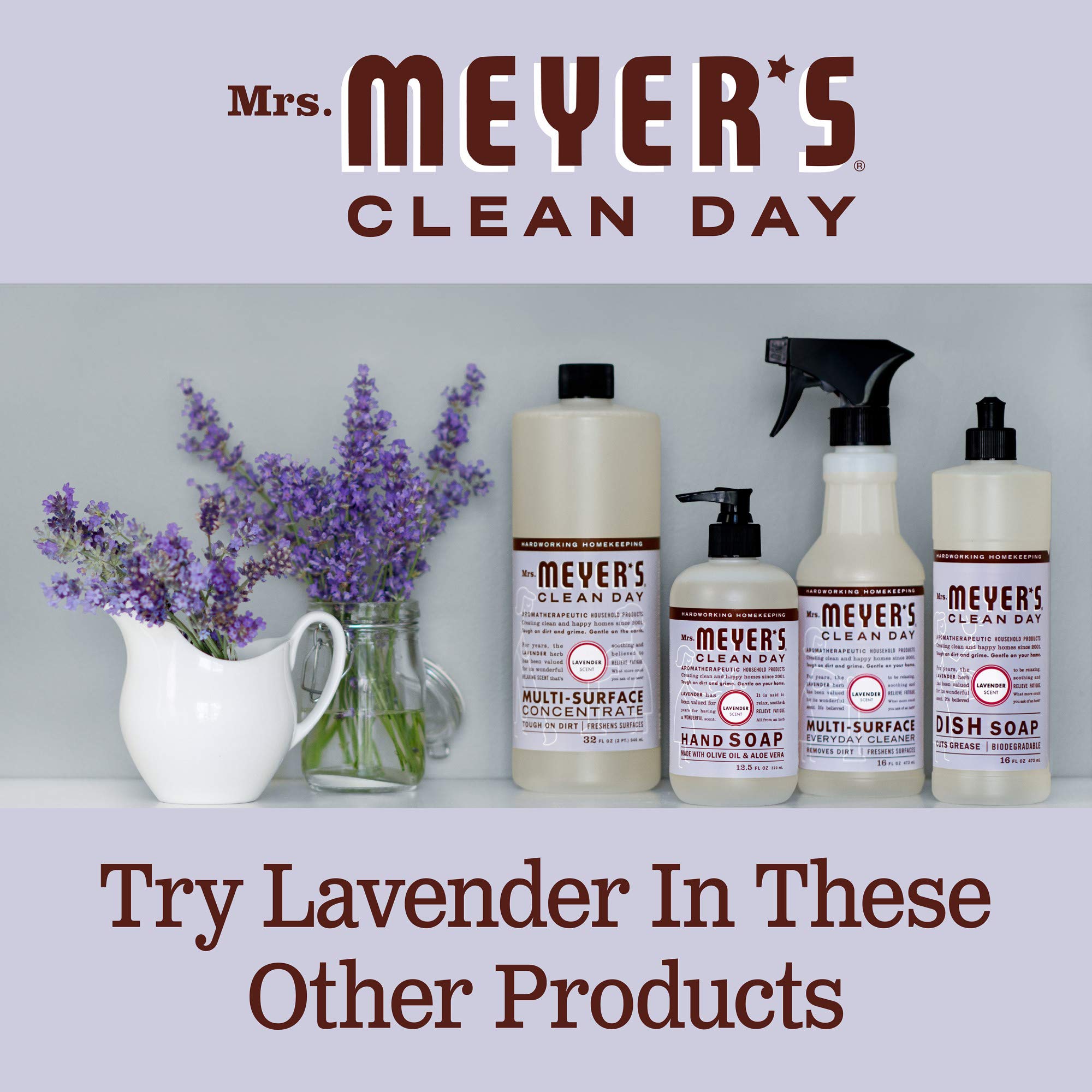 Mrs. Meyer's Moisturizing Body Wash for Women and Men, Biodegradable Shower Gel Formula Made with Essential Oils, Lavender, 16 oz