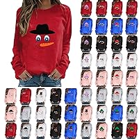 Christmas Sweaters for Women Snowflakes Crew Neck Long Sleeve Tops Midi Graphic Blouse Tshirt Tops