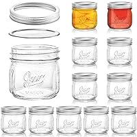 12 Pack Wide Mouth Mason Jars, 12 Oz Glass Canning Jars with Airtight Lids, Clear Mason Spice Jars for Jam, Honey, Jelly, Sauces, Yogurt