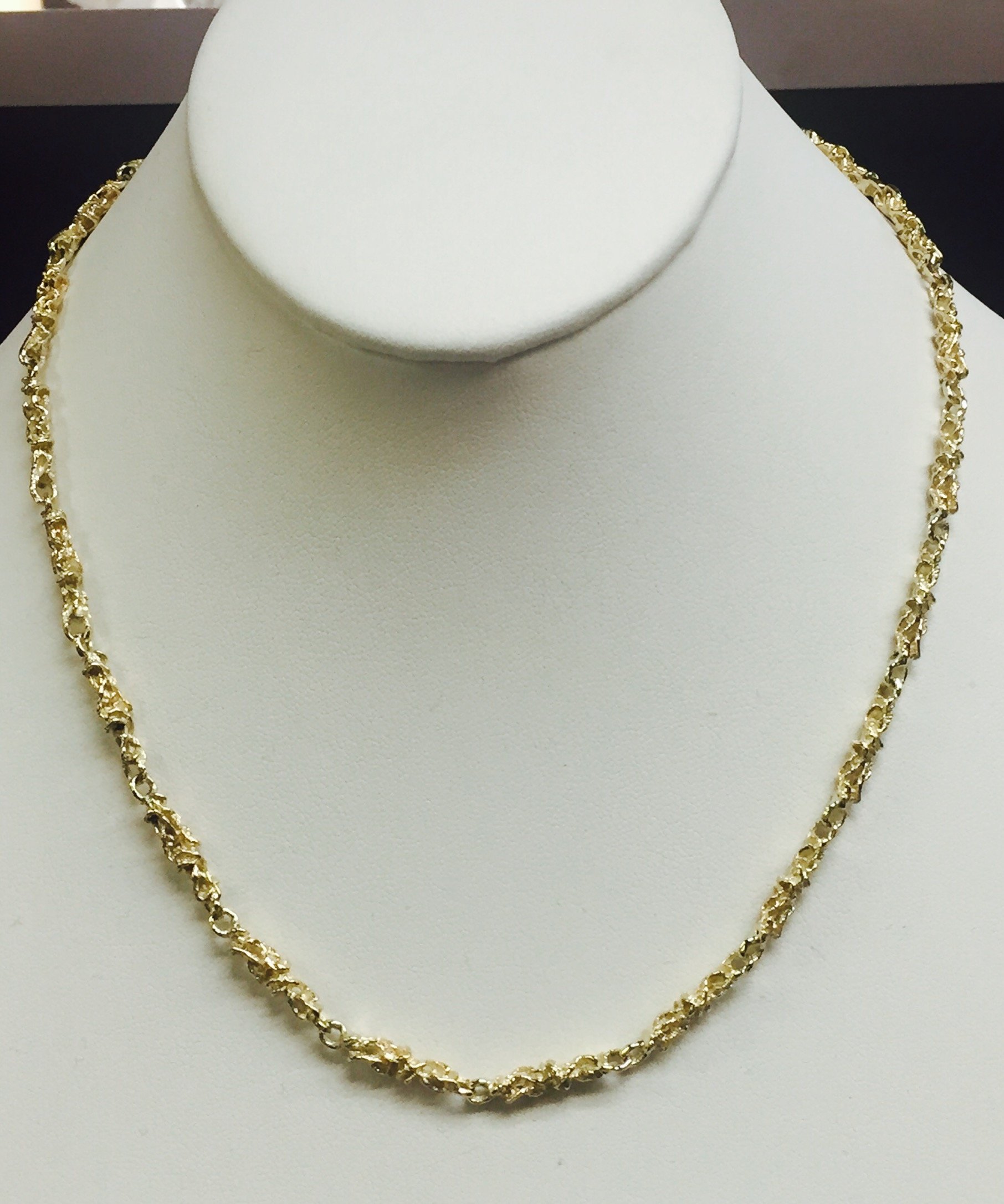 TEX 14kt Solid Yellow Gold Handmade Nugget link chain/necklace 30