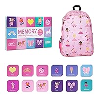 Wildkin 15-inch Backpack and Enchanted Memory Matching Game (36 pc) Bundle: Boost Memory Educational Card, and Comfortable Kids Backpack (Ballerina)
