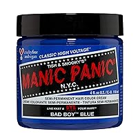 MANIC PANIC Bad Boy Blue Hair Dye - Classic High Voltage - Semi Permanent Denim Blue Hair Color With Green And Grey Undertones - Vegan, PPD & Ammonia Free (4oz)