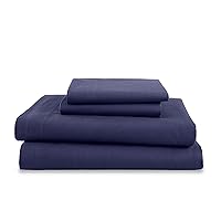 Martex 225 Thread Count Cotton Rich 3 Piece Full Bed Sheet Set - Full Sheet Set - 1 Fitted Sheet, 1 Flat Sheet, 1 Pillowcase - Soft – Durable – Wrinkle Resistant Navy Sheet Set (Full, Navy)