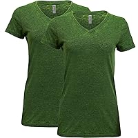 Women's Cross Dye Short-Sleeve V-Neck T-Shirt (2 Pack), Emerald, S