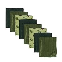 DII Fall Leaves Microfiber Cloth Collection Multi-Purpose Ultra Absorbent Soft Rags for Cleaning, Dish Towel Set, Vine Green, 8 Count