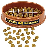 NCAA Super-Bowl - Michigan Wolverines Slow Feeder Dog Bowl. Football Design Slow Feeding Cat Bowl for Healthy Digestion. Non-Slip Pet Bowl for Large & Small Dogs & Cats