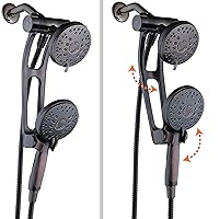 High Pressure 48-mode Luxury 3-way Combo with Adjustable Extension Arm – Dual Rain & Handheld Shower Head – Extra Long 6 Foot Stainless Steel Hose – All Oil Rubbed Bronze Finish – Top US Brand