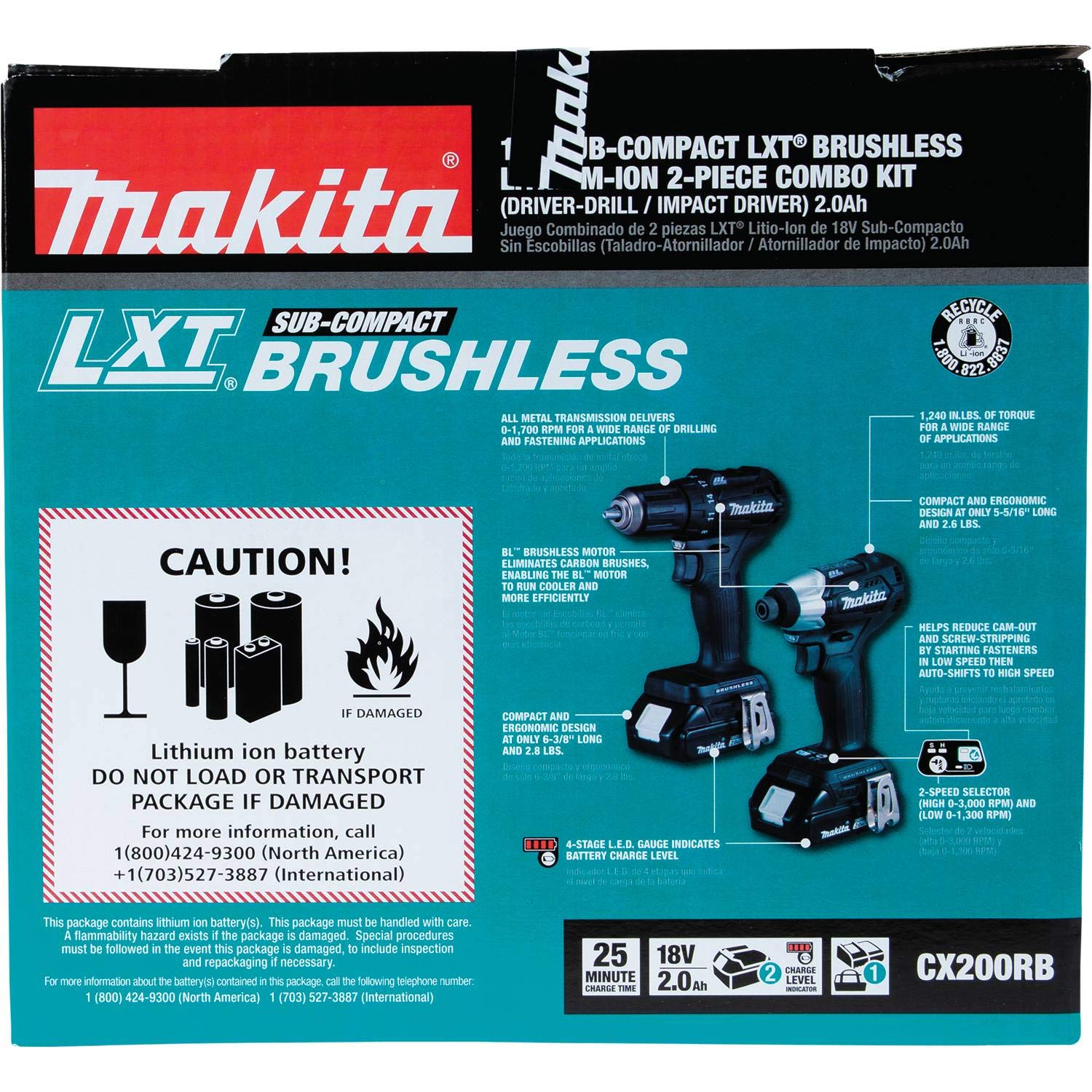 Makita CX200RB 18V LXT® Lithium-Ion Sub-Compact Brushless Cordless 2-Pc. Combo Kit (2.0Ah)
