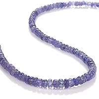 Natural Tanzanite Gemstone Beads 18 Inch Strand Beaded Necklace in 925 Sterling Silver Extender with Lobster Clasp