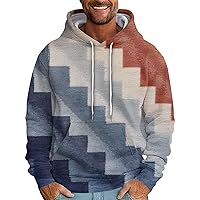 Men's Tactical Sweatshirts Fashion Geometric Retro Print Hooded Sweatshirt Casual Sports Cool Sweatshirts, M-5XL