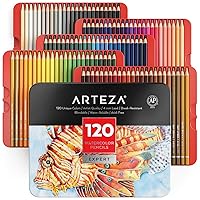 Arteza Watercolor Colored Pencils for Adult Coloring, Set of 120 Colored Pencils, Art Drawing Pencils in Bright Assorted Shades, Art Supplies for Blending, Layering, and Watercolor Techniques