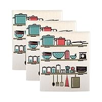 DII Swedish Dishcloths for Kitchen & Cleaning, Reusable, Machine Washable & Dishwasher Safe, Biodegradable, 7.75 x 6.75, Utensils, 3 Piece