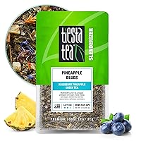 Pineapple Blues | Blueberry Pineapple Green Tea | Premuim Tropical Loose Leaf Tea Blend | Medium Caffeinated Green Tea | Make Hot or Iced Tea & Up to 25 Cups - 2 Ounce Resealable Pouch