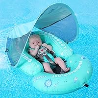 HECCEI Mambobaby Baby Pool Floats Hammock with Canopy - Portable Swimming Floating Toys Self-Inflating Water Hammock Pool Raft Floatie Lounger for Baby Summer Lake Beach UPF50+