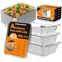 Aluminum Foil Pans with Lids | 40Pack 2lb Capacity Baking Foil Pan | Aluminum Tray Pans Disposable for Baking, Cooking, Food Prepping (8.7