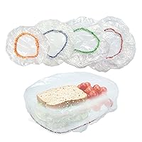 Culinary Elements Reusable Bowl Covers, 24-Count, 4 Sizes with Elastic, Plastic Food Storage Cover for Leftovers