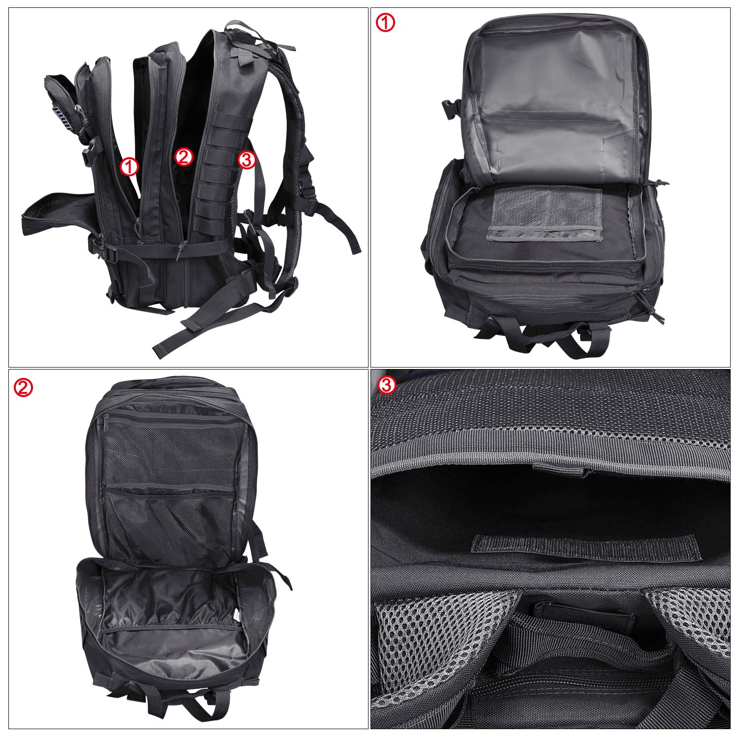 Prospo 40L Military Tactical Shoulder Backpack for Assault Survival Molle Bag Pack Fishing Backpack for Tackle Storage