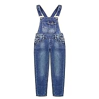 KIDSCOOL SPACE Little Big Boy Girl Denim Overalls,Washed for Soft Fashion Look Jeans Workwear