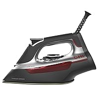 CHI Steam Iron for Clothes with 300+ Holes for Powerful Steaming, Temperature Guide Dial, 1700 Watts, XL 10’ Cord, 3-Way Auto Shutoff, Titanium Infused Ceramic Soleplate, Silver