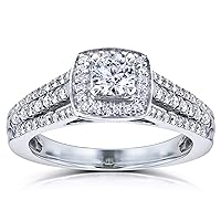Kobelli Diamond Engagement Ring 1/2 Carat TDW Multirow Halo 14k White Gold