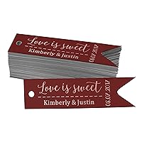 Love is Sweet Wedding Bottle Tag Real Rose Gold Foil Personalized Favor Hang Tags Pack of 50