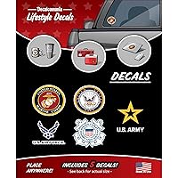 Decalcomania U.S. Military Stickers and Decals Logo Branches - Marine Corps, Army, Air Force, Coast Guard, Navy Stickers - Set of 5 US Military Decals for Car Window