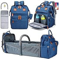 Diaper Bag Backpack, Large Baby Diaper Bags for Boys Girls, Baby Bag with USB Charging Port, Multifunction Waterproof Travel Back Pack for Moms Dads, Blue