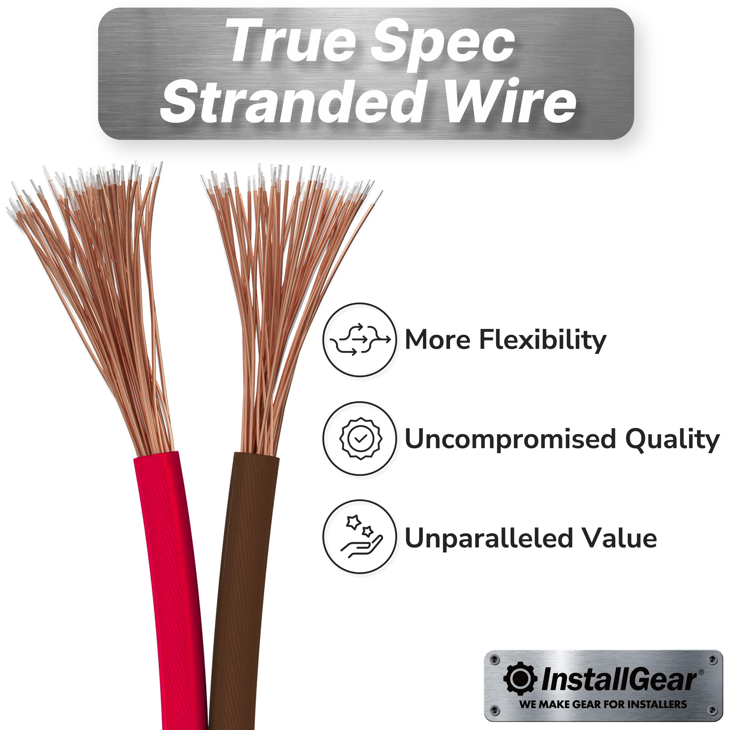 InstallGear 16 Gauge AWG Speaker Wire True Spec and Soft Touch Cable Wire (100ft Red/Black) | Car Speaker Wire, Stereos, Home Theater Speakers, Surround Sound, Radio | 16 Gauge Speaker Wire/Cable