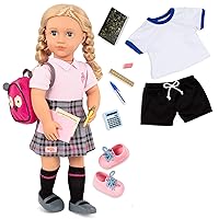 Our Generation Hally Doll – Soft 18-inch Fashion Doll with Holiday Clothing Accessories – Unique Grey-Blue Eyes and Curly Blonde Hair