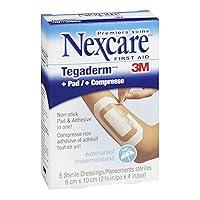 Nexcare Tegaderm +Pad Waterproof Transparent Dressing 2-3/8 Inches x 4-5 ct, Pack of 6